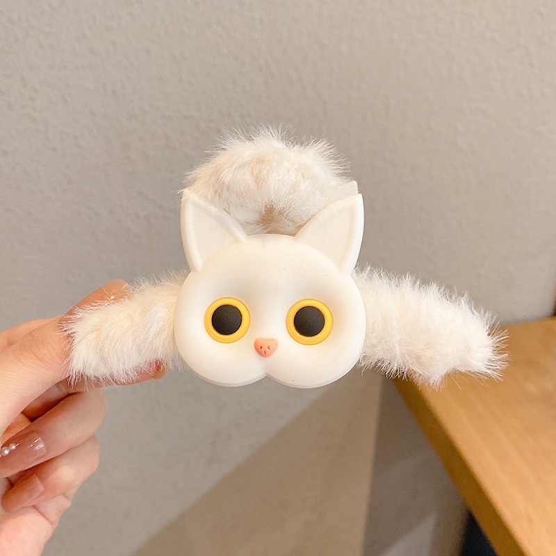 Kẹp Tóc Hình Cá Mập Phối Lông Phong Cách Hàn Quốc Mới Cho Nữ