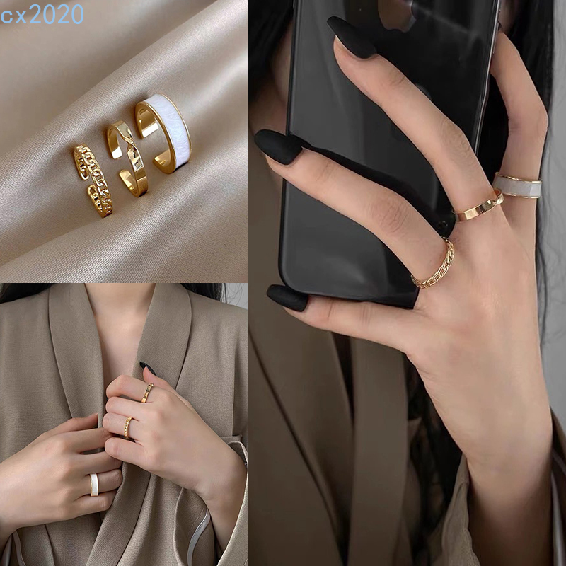 Set 3 nhẫn mở tuỳ chỉnh kiểu Ins thời trang Hàn Quốc cá tính