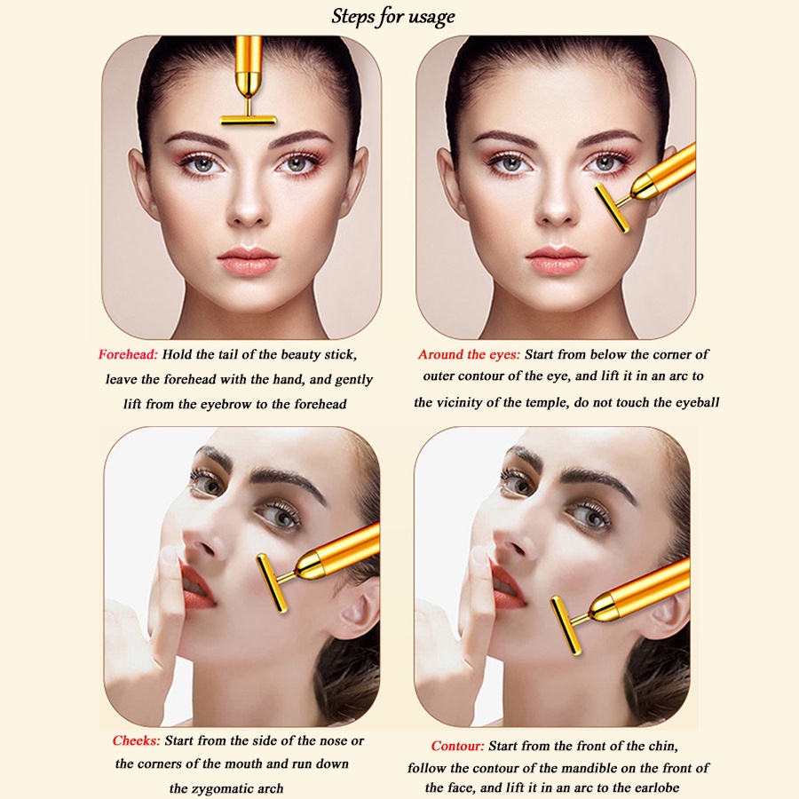 【Beauty Bar】 Face Lifter/V shape lăn mát xa mặt Massage mặt 24K Energy Gold T Bar Thanh năng lượng giảm béo làm săn chắc da mặt Thanh năng lượng làm săn chắc da mặt (massage)
