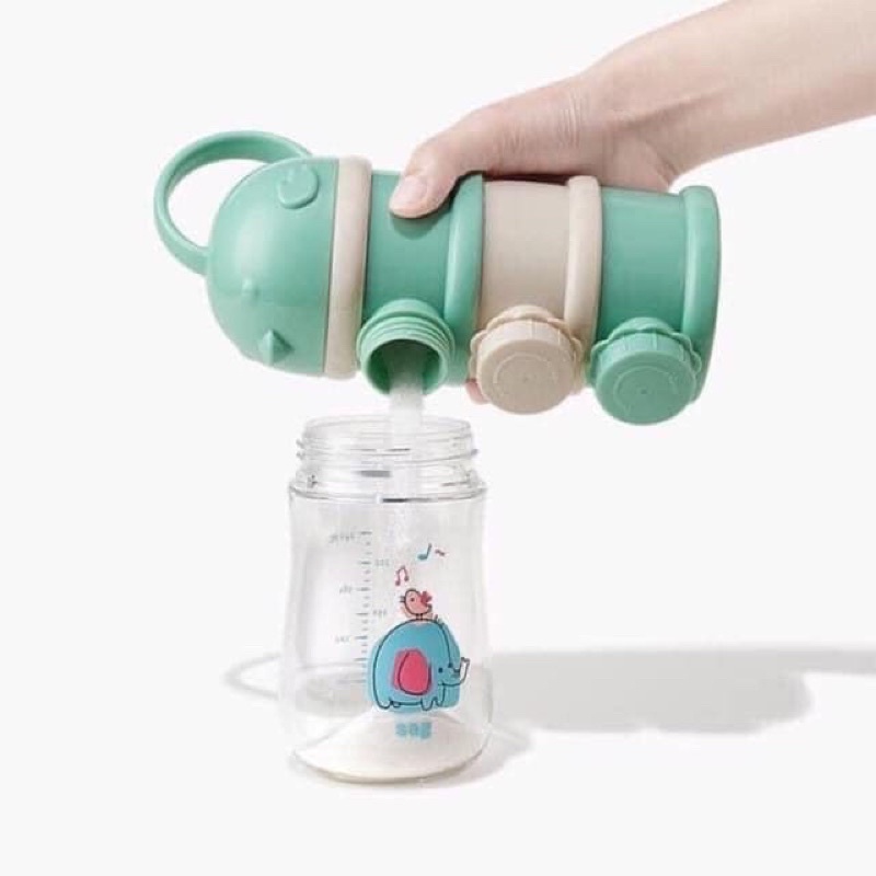 [Có sẵn] Hộp Chia Sữa / Hộp Đựng Sữa Bột, Đồ Ăn Dặm Cho Bé 3 Ngăn Tiện Lợi