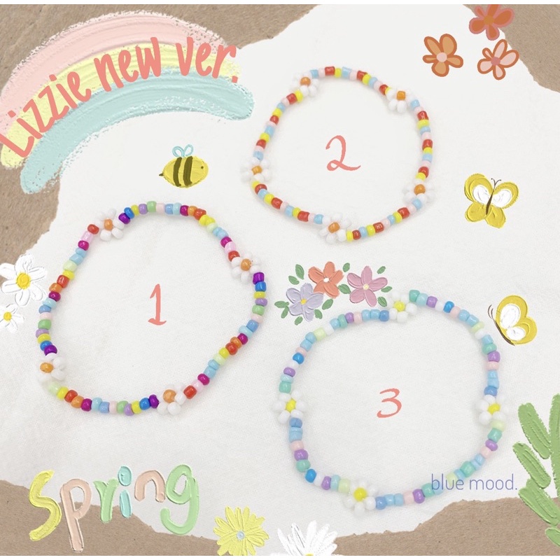 Vòng tay handmade hạt cườm dạng thun hoa Lizzie Girl✨ #fromBlue