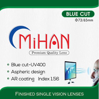 Tròng kính bluecut mihan phản quang chống lóa mắt siêu trơn