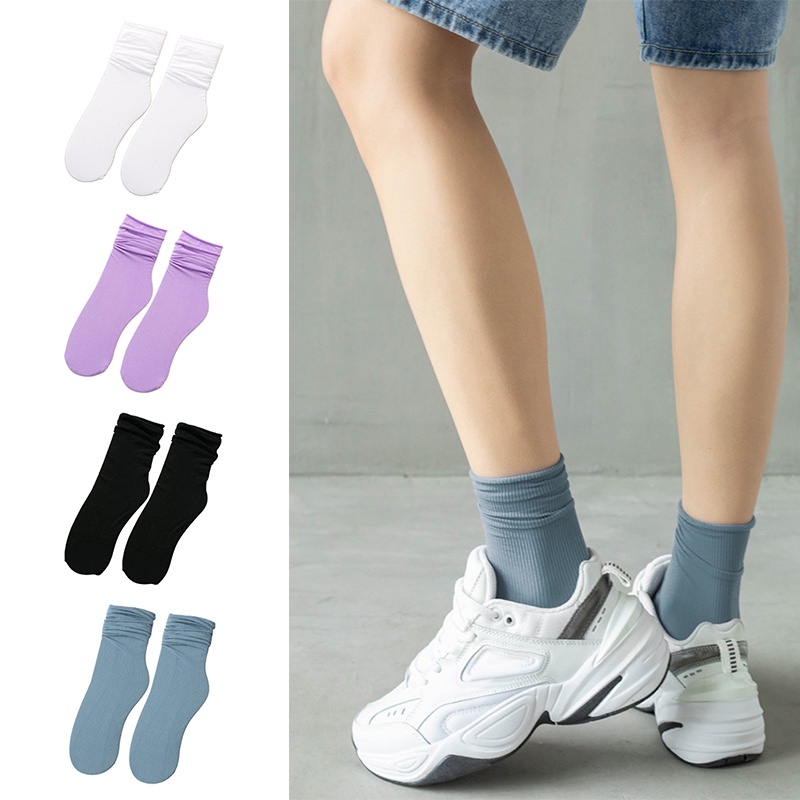 Tất cổ cao  Vớ nhún cổ cao phong cách Hàn Quốc cổ điển xinh xắn thời trang nhiều màu sắc OUYOU