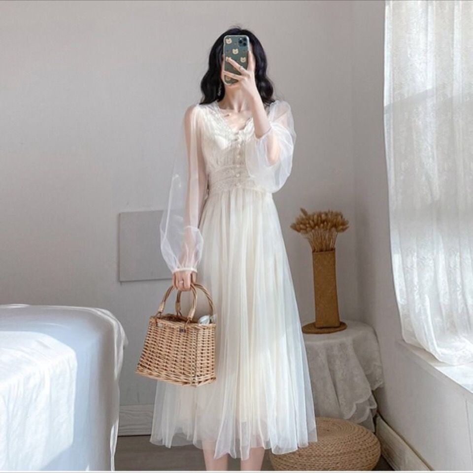 Đầm Dự Tiệc Tay Ngắn Phối Lưới Thời Trang Mùa Hè
