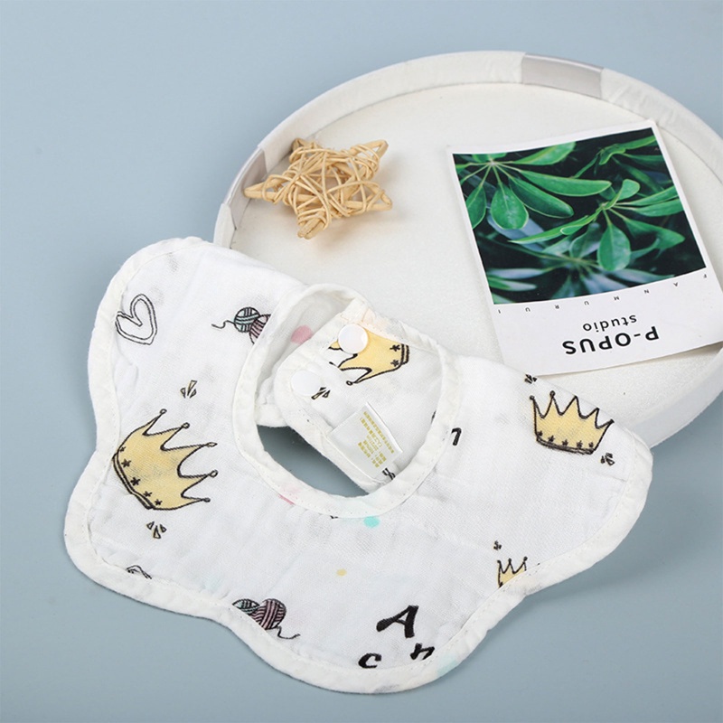 Yếm Ăn Bốn Lớp Bằng Vải Mỏng Xoay 360 Độ Dành Cho Bé Sơ Sinh