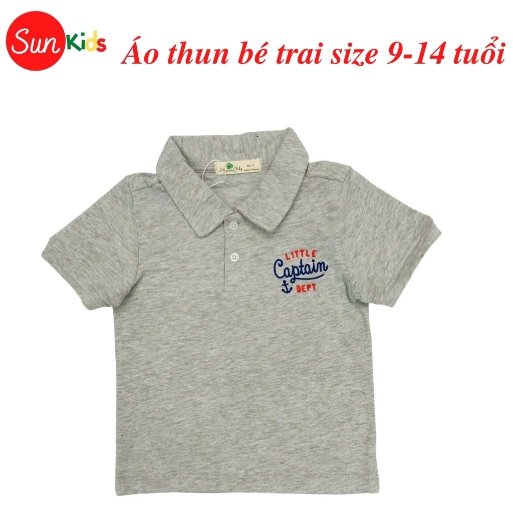 Áo thun bé trai, áo phông bé trai có cổ, size 9-14, chất cotton mềm mát - SUNKIDS1