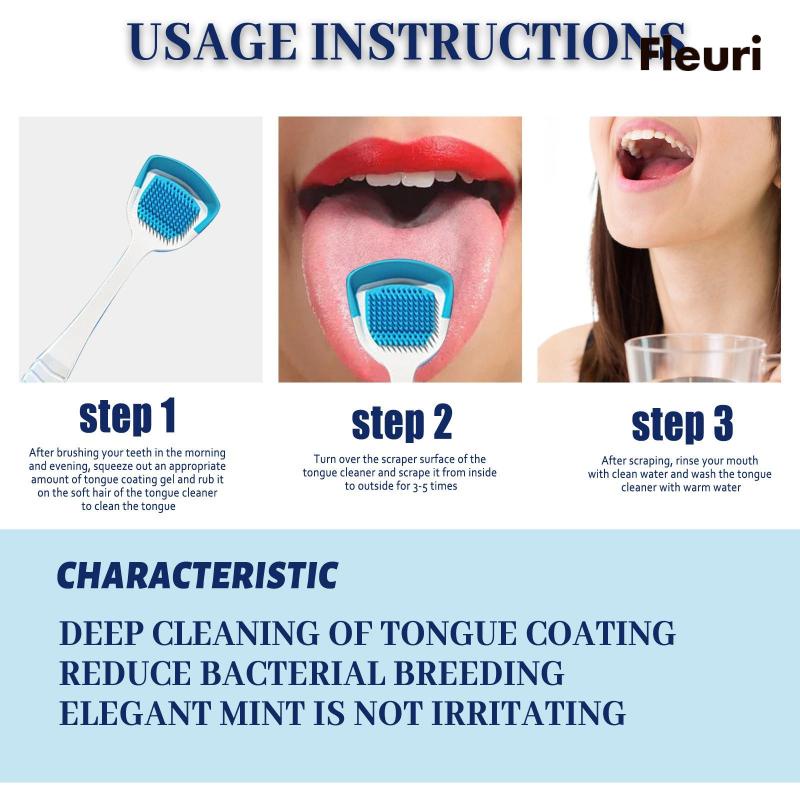 [Fleurir] Gel Rửa Lưỡi Và Dụng Cụ Nạo Lưỡi Giúp Khử Mùi Hôi