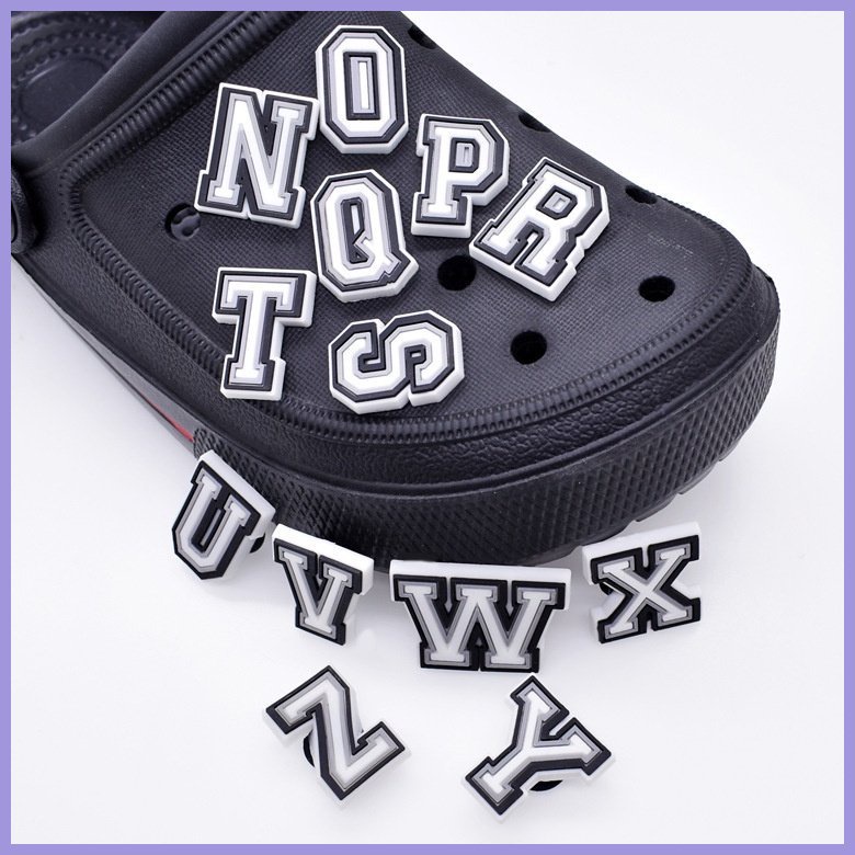 Phụ kiện Jibbitz, Sticker Gắn Giày Dép Crocs Nhựa PVC Mềm Hình Chữ Cái Và Số