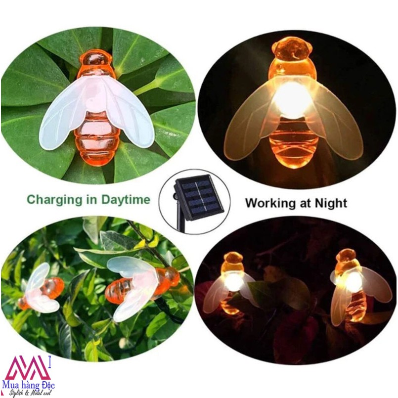 Đèn Trang Trí Ngoài Trời 💡💡💡 Dây Đèn Chống Nước Con Ong BEE Năng Lượng Mặt Trời