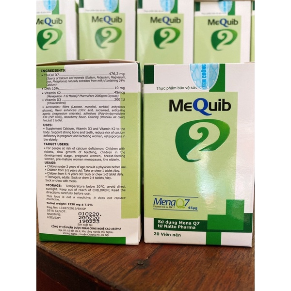 Mequib 2 – Bổ sung Vitamin D3 và Vitamin K2 cho người có nguy cơ bị thiếu calci.