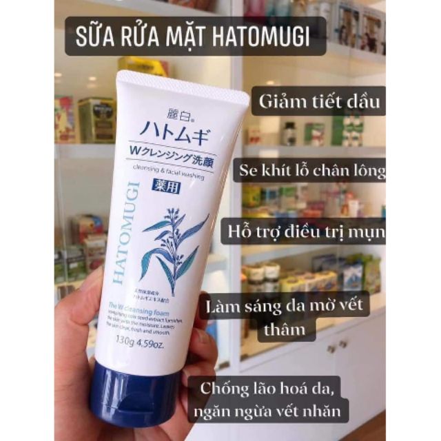Sửa rửa mặt trắng sáng da Hatomugi Cleansing And Facial Washing 130g Nhật bản