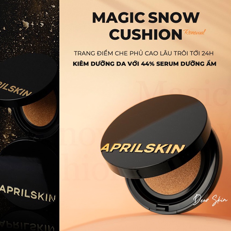 Phấn nước April Skin Black Magic Snow Cushion 3.0 che phủ thần thánh - Mẫu mới 2022