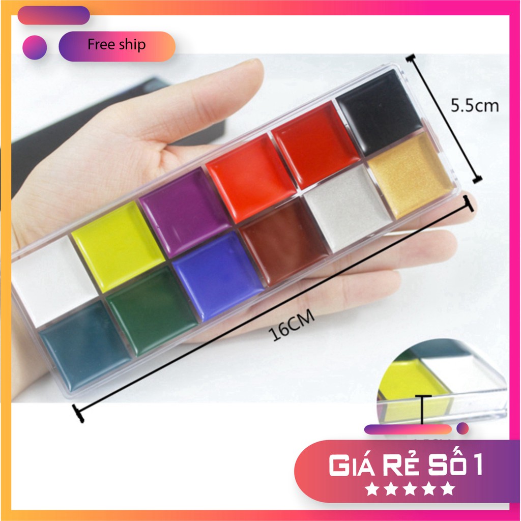 (thanh lý) Bộ 12 Màu Vẽ Mặt / Cơ Thể Hóa Trang Dự Tiệc