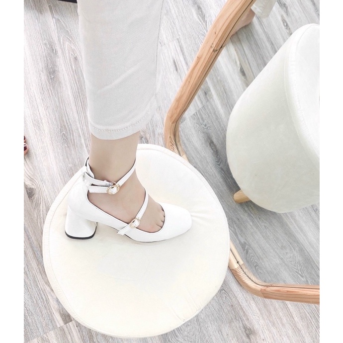 Giày cao gót đầm da bóng quai ngang vintage fullbox