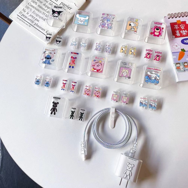 Bộ 5 Vỏ Bọc Bảo Vệ Cáp Sạc Nhanh Hình Cinnamoroll Hoạt Hình Cho IPhone 11 12 13 18W-20W