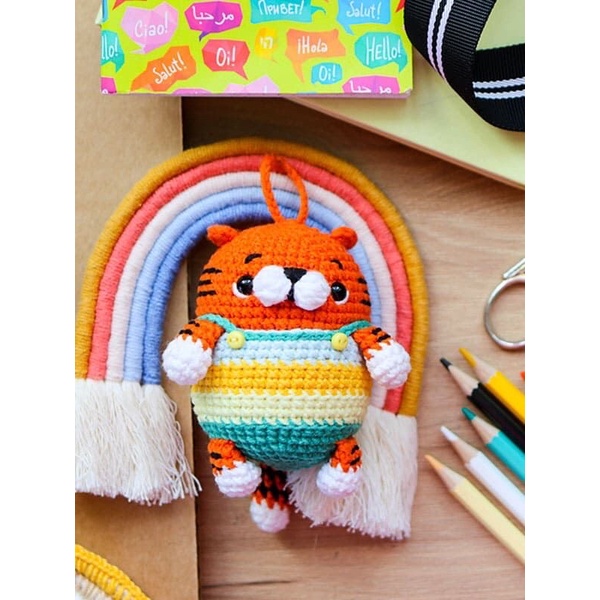 Móc Khoá Con Hổ Nhồi Bông Bằng Len - Thú Bông Len Handmade Đan Móc Thủ Công Bằng Tay