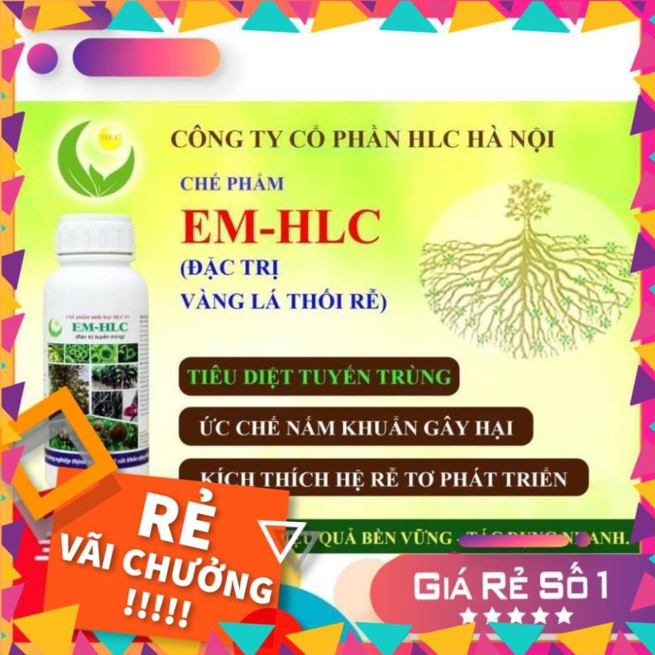 CHẾ PHẨM EM HLC ĐẶC TRỊ TUYẾN TRÙNG - THUỐC ĐẶC TRỊ VÀNG LÁ THỐI RỄ, PHÒNG TRỪ TUYẾN TRÙNG RỄ HẠI CÂY TRỒNG - CHAI 500ML