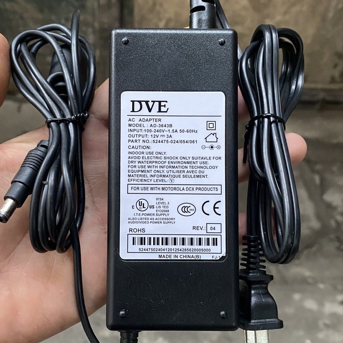 Adapter nguồn 12V-3A DVE chính hãng DVE