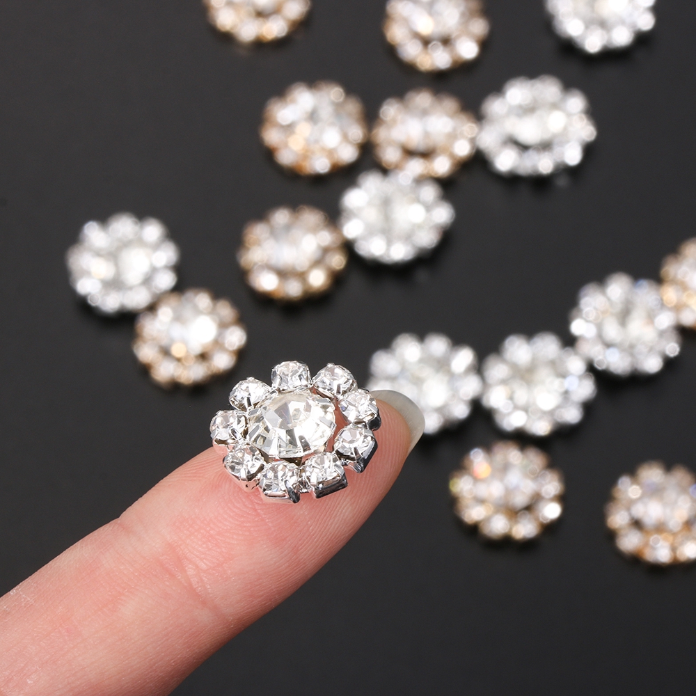 Set 10 cúc áo đính đá hình bông tuyết sang trọng