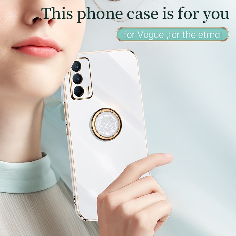 Ốp điện thoại cạnh thẳng có giá đỡ cho OPPO Realme V15 5G