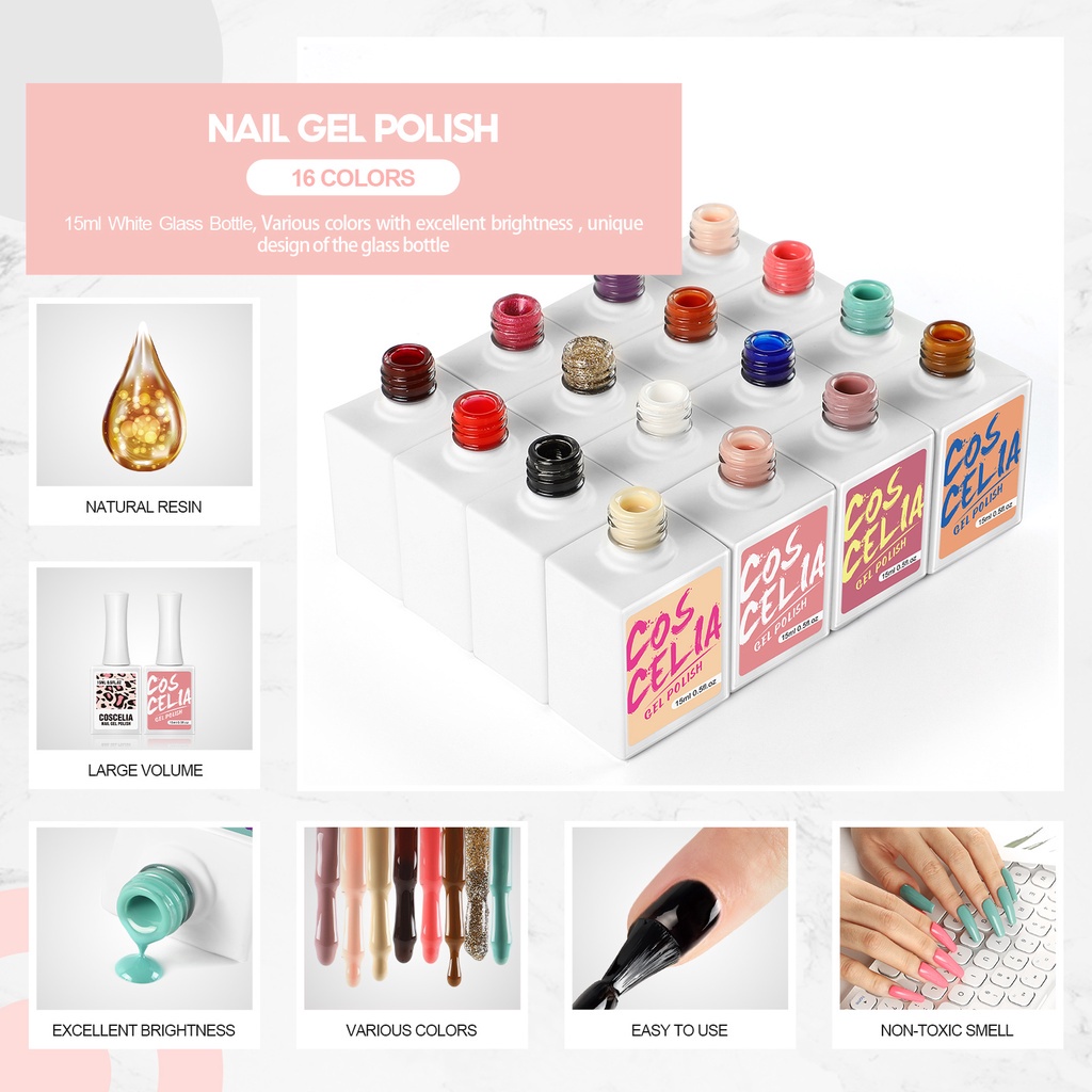 [Hàng mới về] Lọ gel sơn móng tay COSCELIA UV LED nhiều màu sắc tùy chọn lâu trôi 15ml