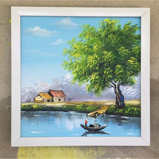 Tranh sơn dầu 35x35cm đã bao gồm khung
