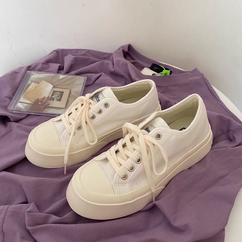 Giày Thể Thao Giày Sneaker Nữ Ulzzang Đế Bánh Mì Basic Vải Canvas