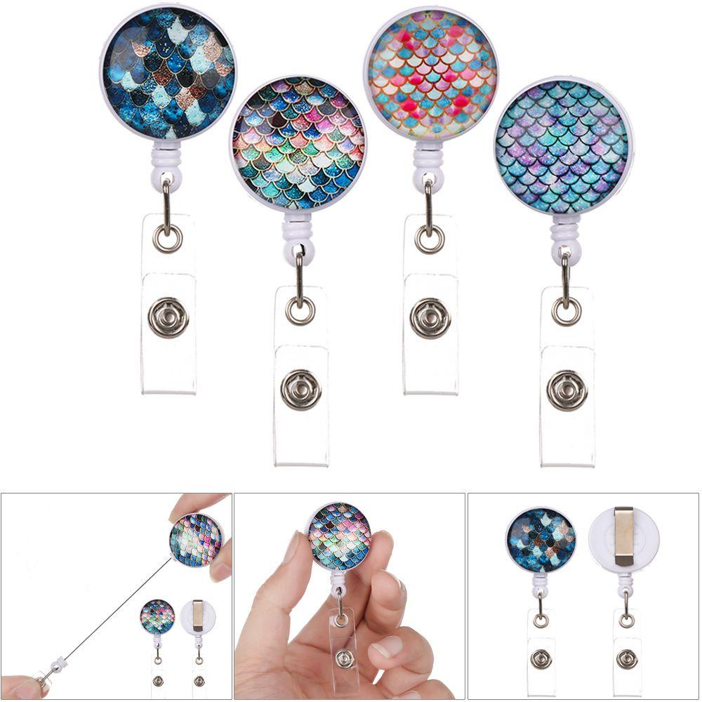 1 Kẹp Giữ Thẻ ID / Tên Họa Tiết Vảy Cá Chống Thất Lạc Chất Lượng Cao Tiện Dụng