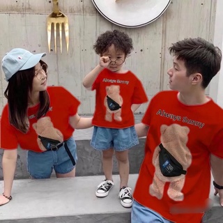 Áo phông, áo thun gia đình in hình gấu ngộ nghĩnh vải mềm mịn