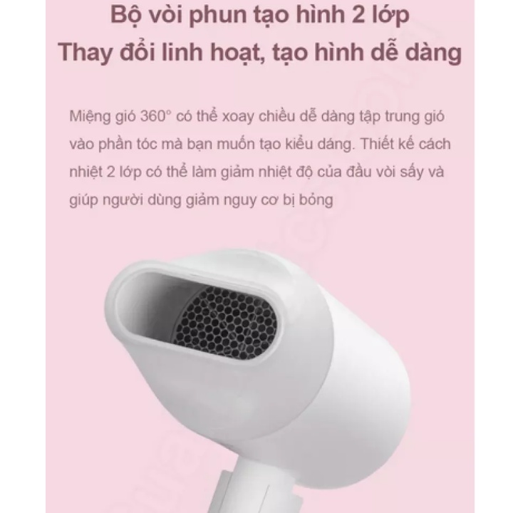 Máy sấy tóc xiaomi mijia H100Sấy 2 Chiều Ion Âm Không Gây Hư Tổn Tóc, Tạo Kiểu Chuyên Nghiệp 1600WBH 12 Tháng