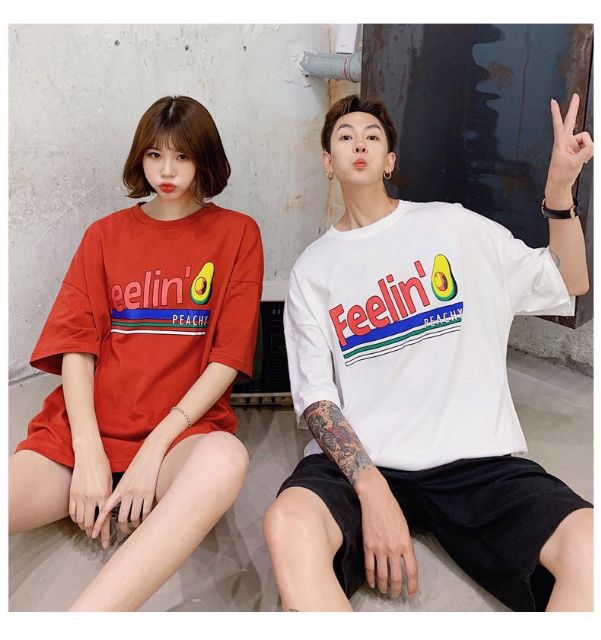 [ Hình Thật % Phía sau ] Áo thun tay lỡ Unisex cặp Feelin