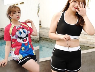 Set bộ bơi bikini 3 mảnh kèm áo thun ngoài big size 70-100kg
