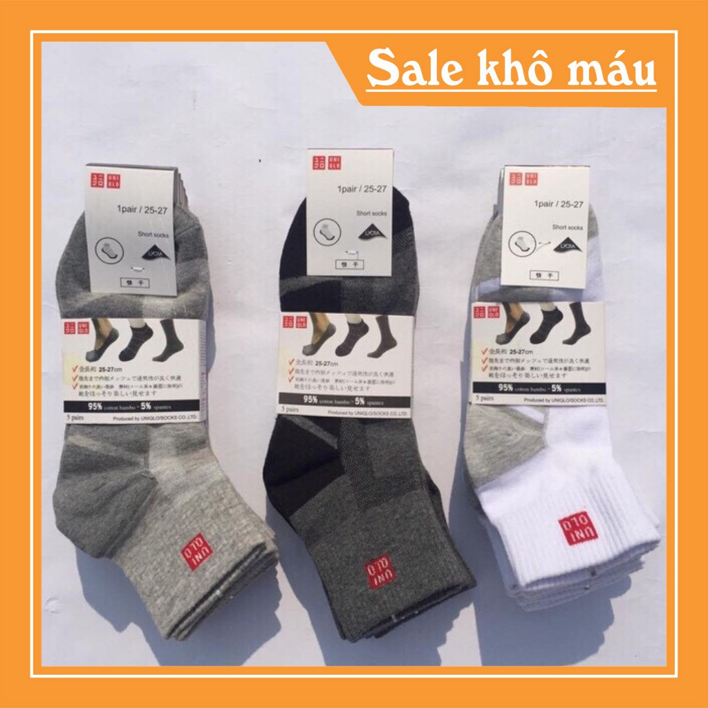 Tất Nam Uni Cổ Trung Siêu Khử Mùi Không Bai Không Xù 3 Màu Sét 5 đôi