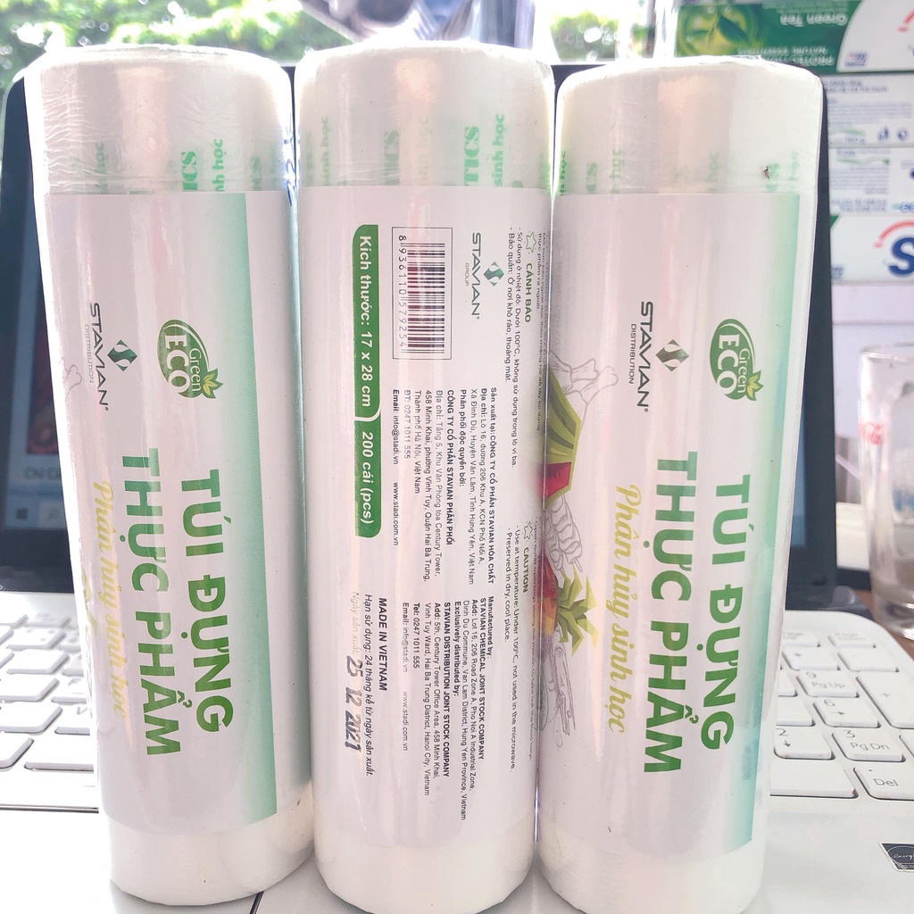 Túi đựng thực phẩm phân hủy sinh học GREEN ECO 15x25 cuộn 100c, 17x28 cuộn 200c, 20x30 cuộn 200c