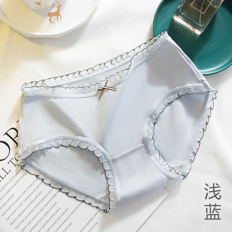 Quần Lót nữ Cotton Nguyên Chất Không Đường May Phối Ren Đính Nơ Nâng Hông Hông Không Đường May Kháng Khuẩn Thoải Mái Phong Cách Nhật Bản Quyến Rũ Cho Nữ