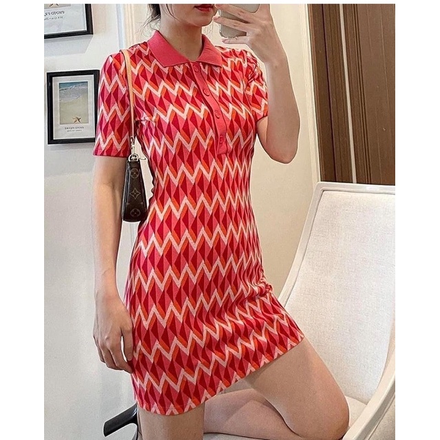 Đầm polo dệt kim cổ điển kiểu Pháp kèm ảnh thật