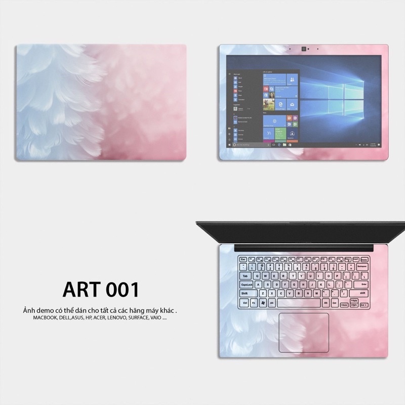 Skin Dán Bảo Vệ Laptop Mẫu Lông Vũ Nữ Tính - Miếng Dán Laptop Cắt Theo Kích Thước Từng Máy