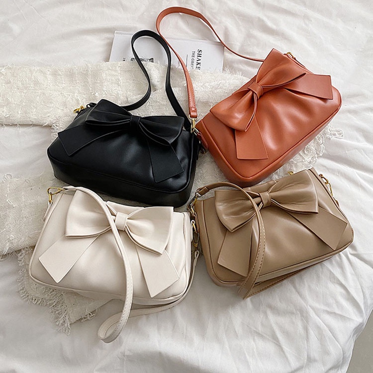 Ielgy Túi đeo dưới cánh tay Vuông Nhỏ Đính Nơ Phổ Biến Cho Nữ