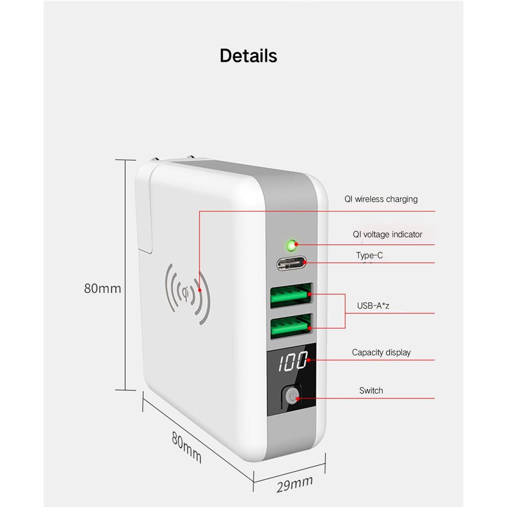 Ổ cắm kiêm pin sạc dự phòng không dây 3in1 6700mAh - Best Seller Tony