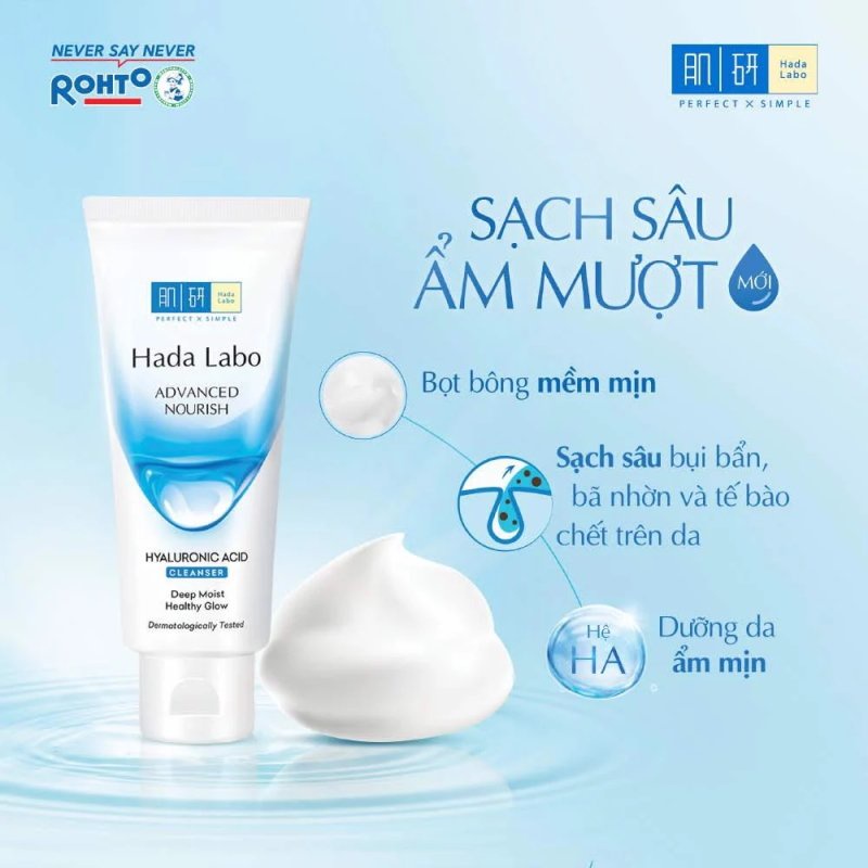 Sữa rửa mặt dưỡng ẩm HadaLabo Advanced Nourish Hyaluronic Acid Cleanser 80g - HadaLabo trắng | BigBuy360 - bigbuy360.vn