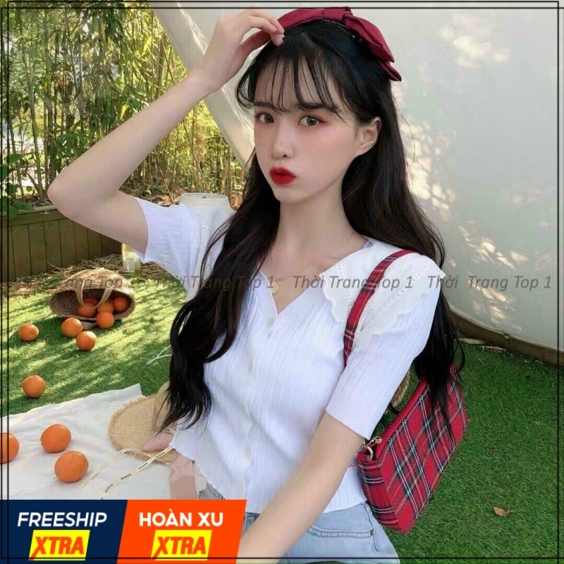 Áo Crotop Ôm Body,Áo Croptop Nữ Cổ Ren Thêu Cực Xinh,Vải Dày Dặn,Chất Mịn Không Xù | BigBuy360 - bigbuy360.vn
