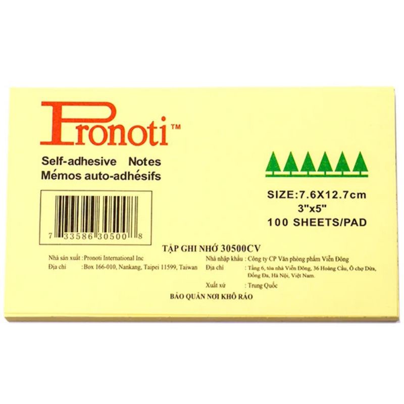 GIẤY NOTE DÍNH 3X5 VÀNG - STICKY NOTE 3X5 PRONOTI 30500
