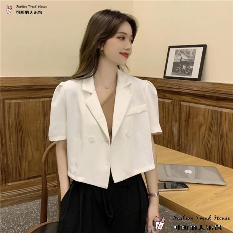 Áo Khoác Vest Mỏng Tay Ngắn Màu Xanh Dương Thời Trang Mùa Hè Hàng Mới 2022