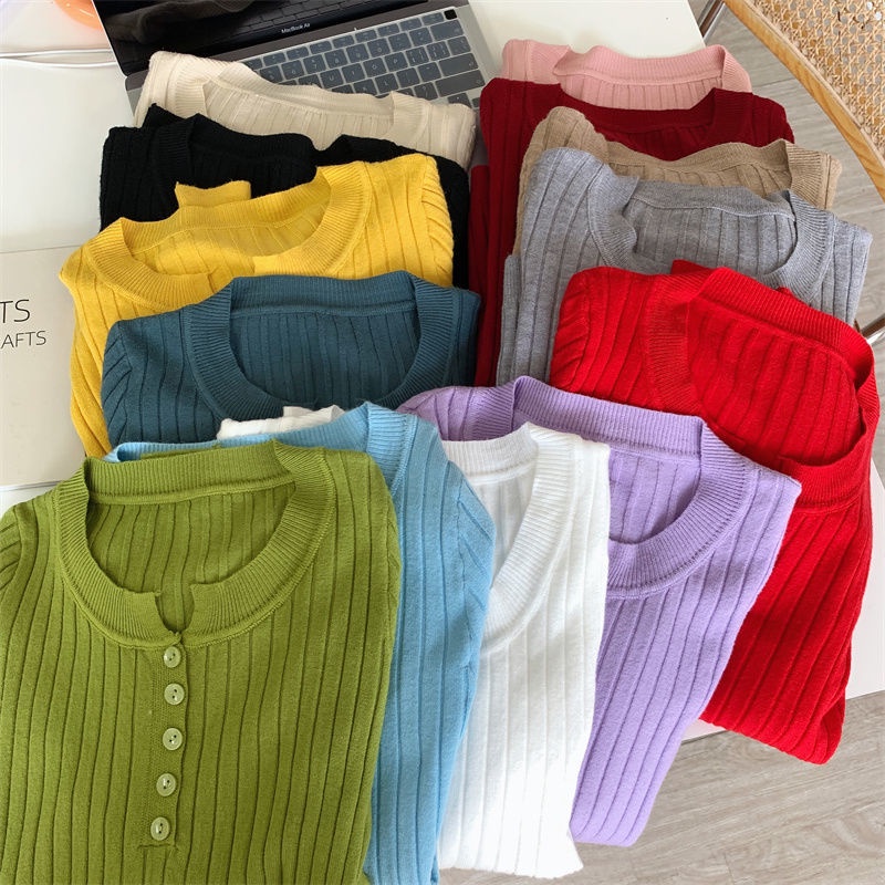 Áo len dài tay phong cách Hàn Quốc thanh lịch dành cho nữ