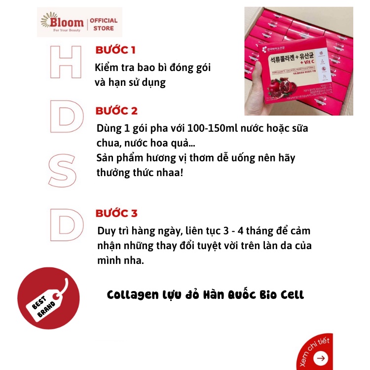 Collagen Lựu Đỏ Hàn Quốc 30 Gói Chính Hãng - Bột Collagen Lựu | BigBuy360 - bigbuy360.vn