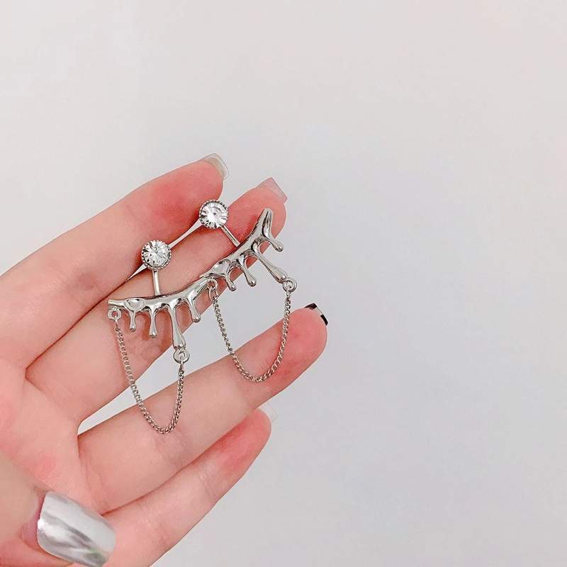 Bông Tai Dạng Chuỗi Tua Rua Đính Đá Lava Phong Cách Retro Đơn Giản