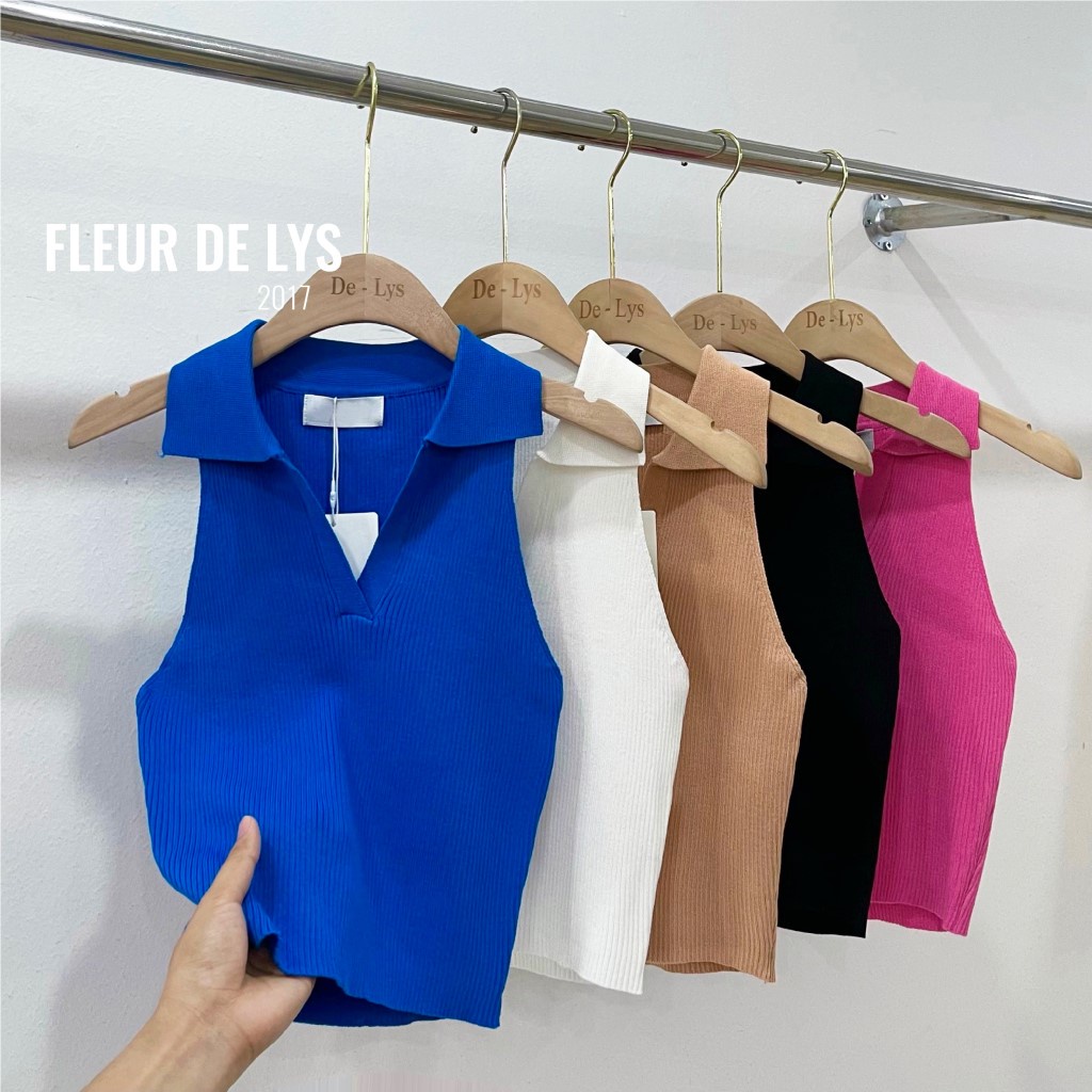 Áo croptop len tăm cổ V ôm body sát nách Delys áo croptop len lông thỏ mềm mịn cao cấp 5 màu
