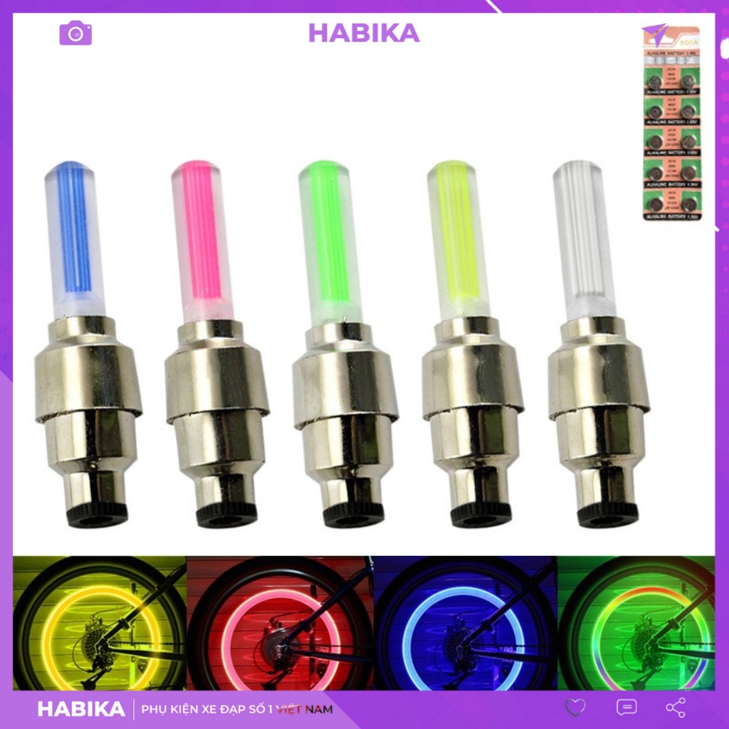 Đèn Led Tín Hiệu Xe Đạp Trang Trí Gắn Van Xe Đạp Nhiều Màu Bộ 2 Đèn Siêu Đẹp