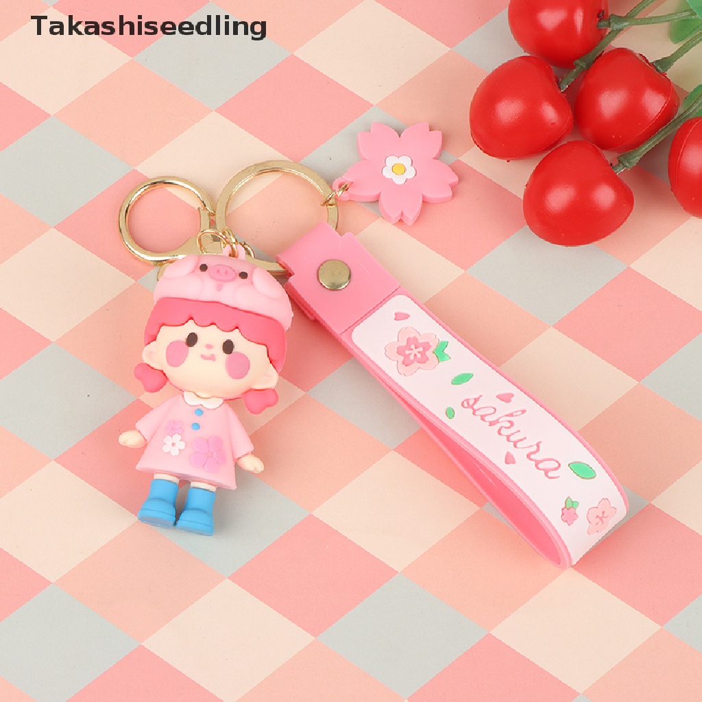 (Takashiseedling) Móc Khóa Ba Lô Hình Cô Gái Anime Sakura Màu Hồng Tinh Tế Dễ Thương