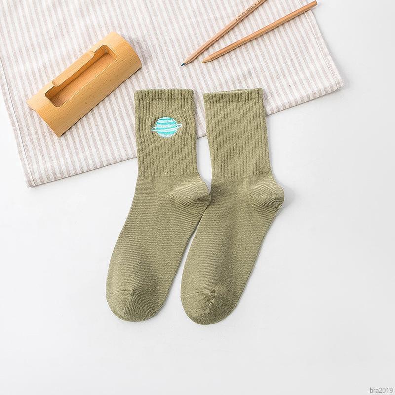 Women Long Fashion Wild Cotton Planet Print Vertical Stripes Socks | BigBuy360 - bigbuy360.vn